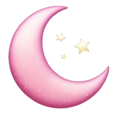Pink crescent moon with sparkly white clouds sticker