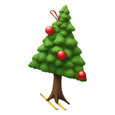 A tree with a Santa hat on skiing down a hill sticker