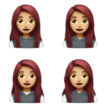 A girl with maroon long hair and a camera, different emotions sticker