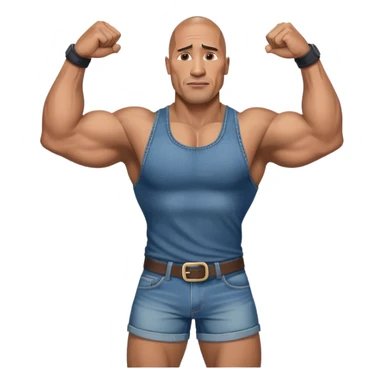 Dwayne the rock Johnson flexing in denim short shorts sticker