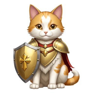 heroic paladin cat with golden holy shield sticker