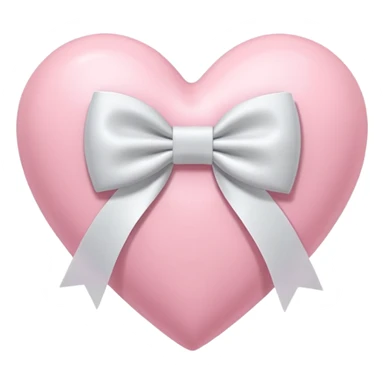 “3D emoji style, pastel pembe kalp, ortasında beyaz renkli fiyonk kurdele, yumuşak parlak yüzey, minimal detay, beyaz arka plan” sticker