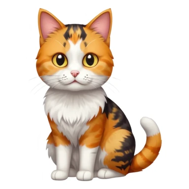 full body colourful calico tabby cat with disproportioned head with an anxious face and white front legs sticker