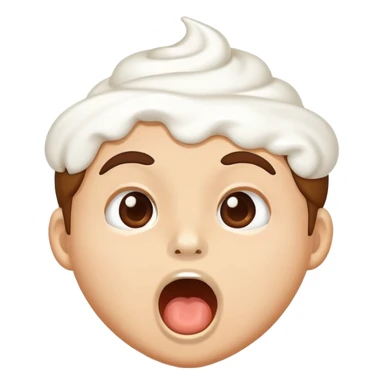 face with whipped cream on cheeks and nose, mouth open in surprise sticker