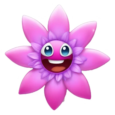 beautiful smiling fantasy flower, pink and purple color, with sparkles  sticker