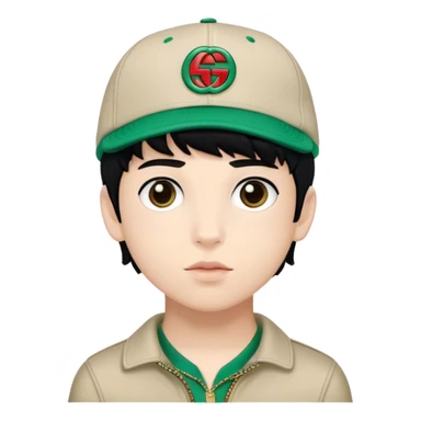 Boy with Black hair and gucci cap sticker