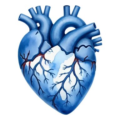 minimalist watercolor heart icon, monochromatic blue washes, soft bleeding edges, on textured white paper, anatomically inspired shape, serene and emotional, perfect for app icon, transparent background, flat lay --style raw --stylize 150 sticker