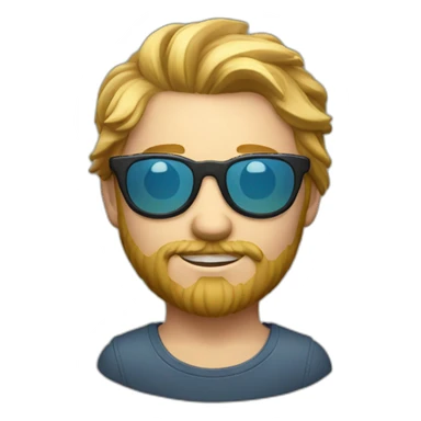 A boy with sun eyeglasse and long facial hair and white skin sticker