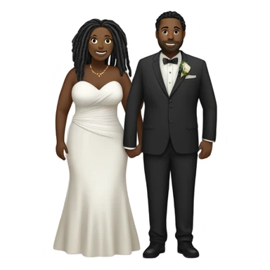 full body Plus size couple with locs wedding pale sticker