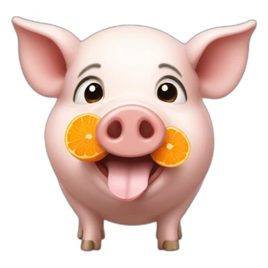 Cochon qui mange une mandarine sticker