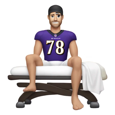 Baltimore Ravens Justin Tucker on a massage table sticker