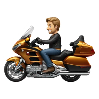 man on gold wing motorcycle sticker