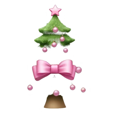 Sage green christmas tree with pink ornaments and a pink bow on top sticker