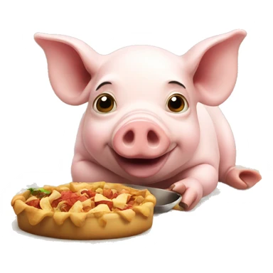 very French pig eating food sticker