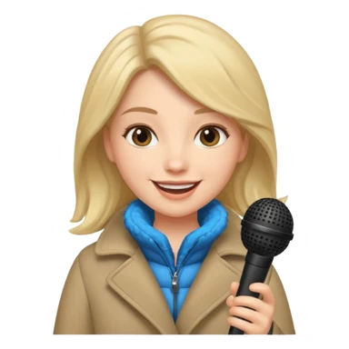woman with winter clothes holding microphone sticker