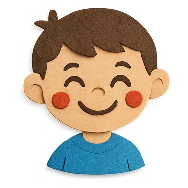 a happy kid, paper craft style sticker