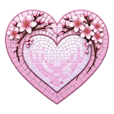 sakura heart with a mosaic pattern sticker