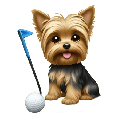 Yorkie puppie playing golf sticker