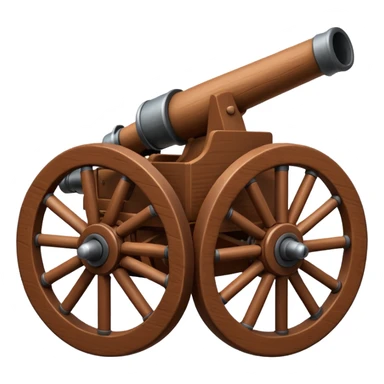 Create an emoji of a war cannon. The cannon should be brown. The cannon must have a single wheel on both sides. sticker