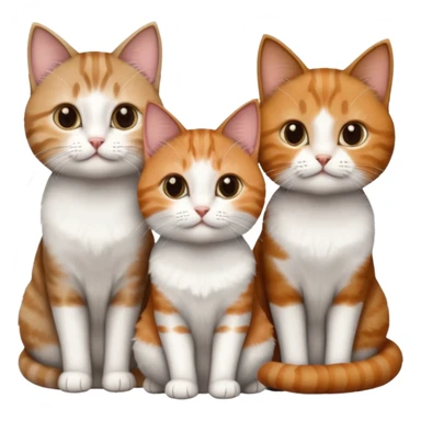 3 different coloured tiny short haired cats, including a dark grey and white cat, a ginger and white and a brown tabby and white sticker