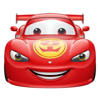 Rayo McQueen as an emoji, red race car with expressive eyes sticker