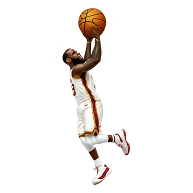 LeBron James dunking a basketball with a giant brown chunk in his back pocket sticker
