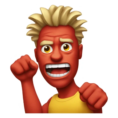 Crazy man with ripped out hair and red face yellow emoji waving fist  sticker