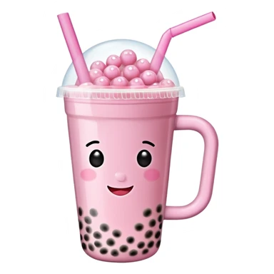 Pink mug with bubble tea sticker