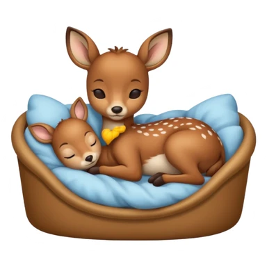 Baby deer sleeping in bed sticker