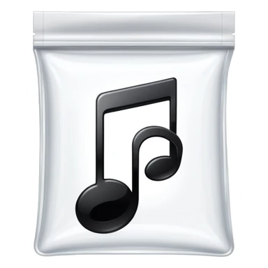transparent ziplock bag with a black music note inside sticker