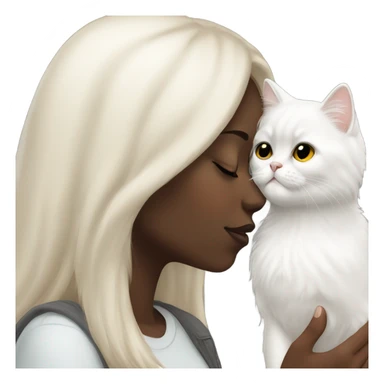 Black girl kissing white Persian cat sticker