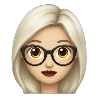 a girl with beautiful long dark hair, scarlet lips, fair skin, an angelic halo and fashionable glasses sticker