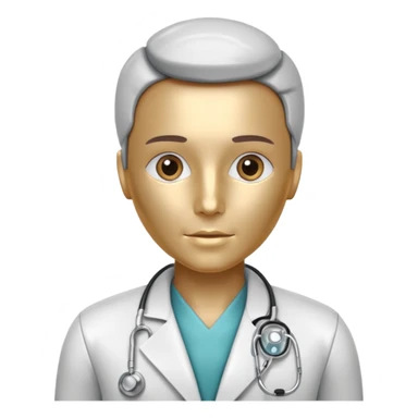 medical robot wearing a white coat and a stethoscope sticker