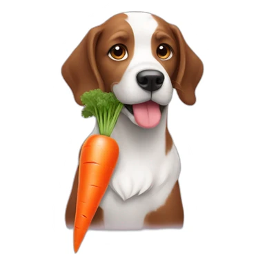 dog with carrot sticker