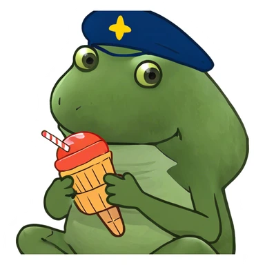 wearing a propeller hat, eating a popsicle, sitting down sticker