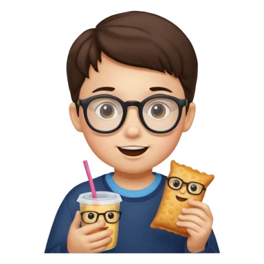snack holding kid with glasses sticker
