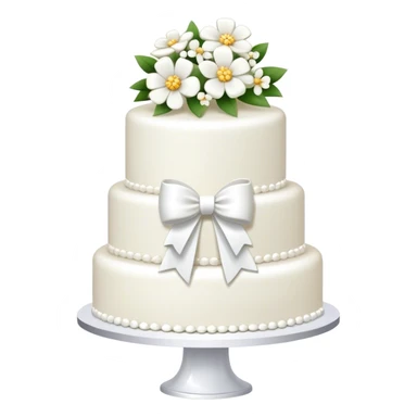 Dainty white realistic wedding cake with white flowers and bows sticker