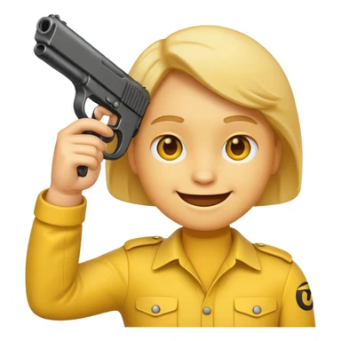 It should look like the standard smiling emoji which is ironically holding a gun to his head sticker
