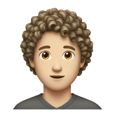 young white European guy with curly black hairs sticker