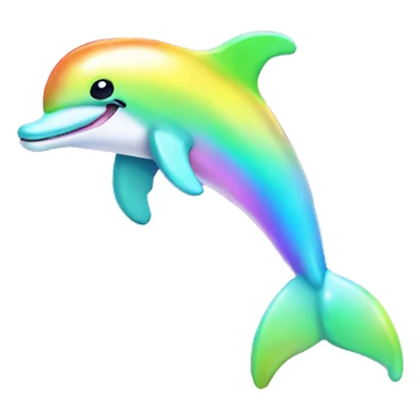 Kawaii pastel neon rainbow bedazzled dolphin sticker
