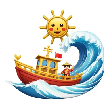 jimbei steering the thousand sunny on a giant wave sticker