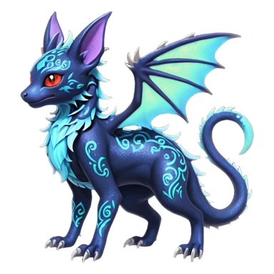 Shiny Fiery Dark Ugly Evil Realistic Glowing Eldritch Horror Cool Edgy Badass Emo Glorious Demonic Batty Dusky Ethereal Sparkly Shimmering Magical Punky Aural Iridescent Fluorescent Bioluminescent Litten-Amaura-Salandit-Noibat-Flareon-Fakémon-fusion (full body) with intricate pattern markings sticker