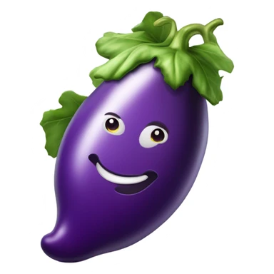 cheerful 3D eggplant sticker