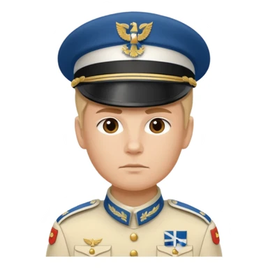 a serious realistic Finnish soldier in a white military uniform sticker