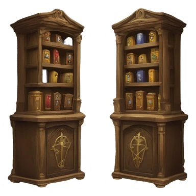The Vanishing Cabinet: A pair of ornate cabinets linked magically, allowing for instantaneous travel between locations. One is located in Borgin and Burkes, and the other is in Hogwarts sticker