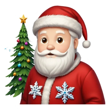 Santa Claus and a Christmas Tree with Snowflakes sticker