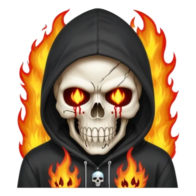 Bro I wanna skull with hoodie on the hoodie has to be on fire and I want matrix blood with the codes and weird numbers spilling out eyes and mouth almost give him a diamond grill sticker