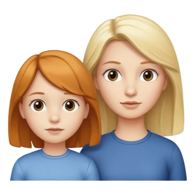 a little girl and a woman standing next to each other, both with similar facial features and hair, showing clear family resemblance sticker
