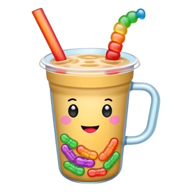 Boba tea with worms sticker