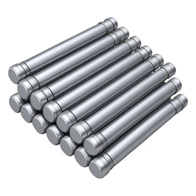 A structured bundle of thin uranium fuel rods for a nuclear reactor, with a metallic silver or gray color. The rods should be long, slender, and arranged neatly in a precise hexagonal grid. Industrial and realistic style, no green, only metallic shades sticker